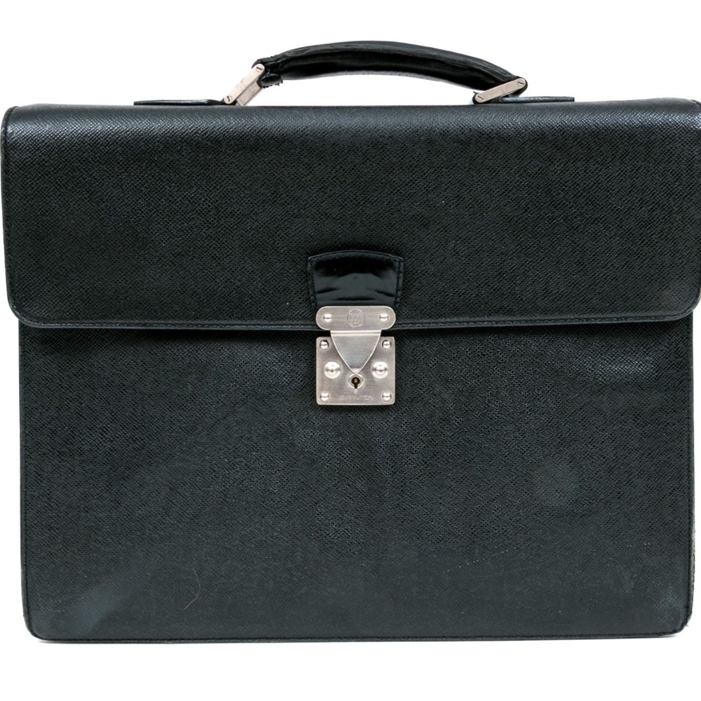 Louis Vuitton Black Leather Briefcase – Classic Business Bag 🖤💼